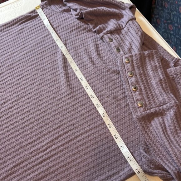 Chaser Dark Lavender Waffle Knit Long Sleeve Top Sz L - Picture 5 of 6